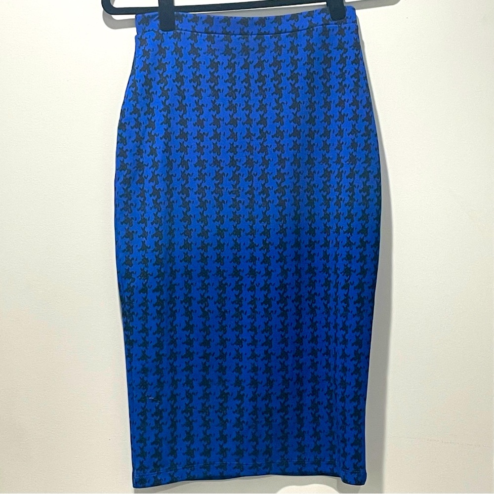 💙 Royal blue houndstooth pencil skirt